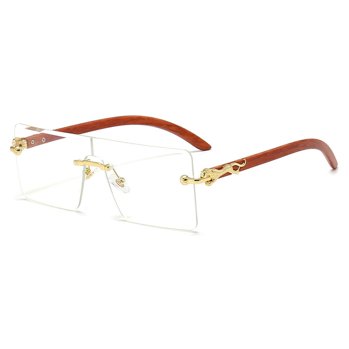 Damen oversized modische Sonnenbrille mit luxuriösen Holz- und Metallelementen Karnz