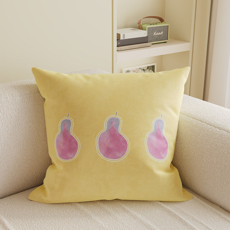 Decorative Square Throw Pillow Cover with Watercolor Lychee Botanical Print and Hidden Zipper