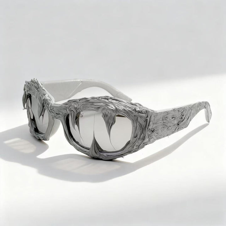 Damen futuristische Design-Sonnenbrille mit einzigartiger strukturierter Oberfläche Karnz