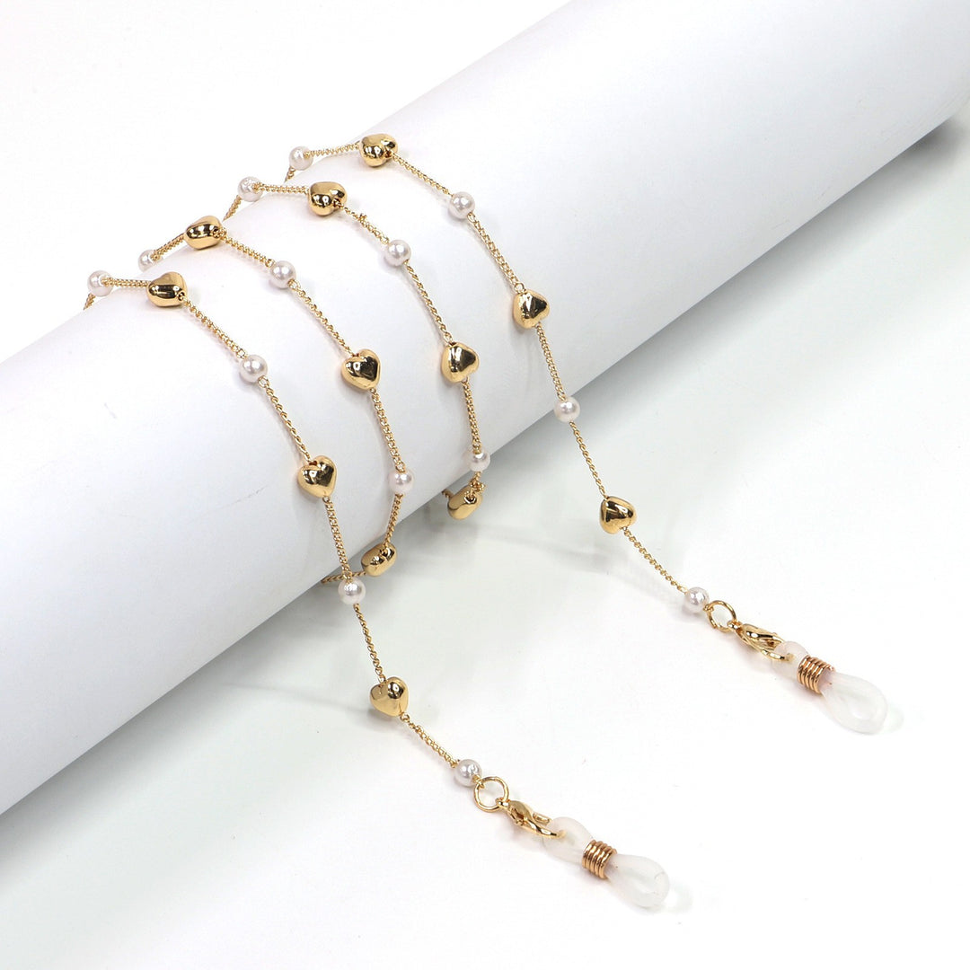 Eleganter herzförmiger Perlenkette Brillenhalter Karnz