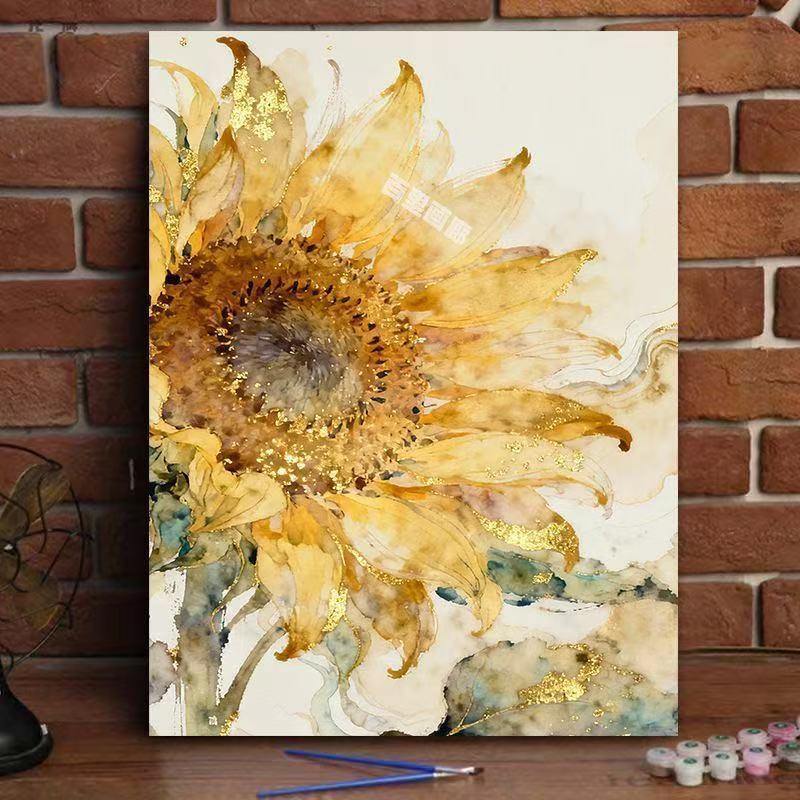 Elegante Sonnenblumen-Aquarell-Leinwandkunst Karnz