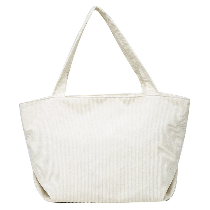 Funktionale Corduroy Tote Bag mit Flauschigen Charm