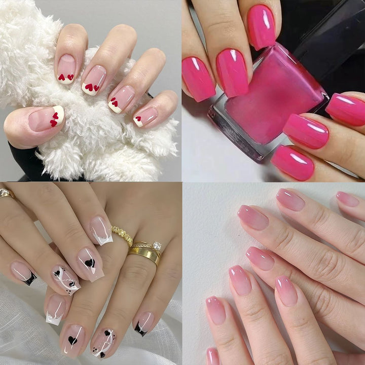 Künstlerisches Press-on-Nagelset mit Herz- und klassischen Designs Karnz