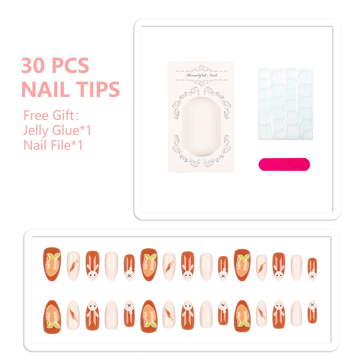 Verspieltes Kaninchen und Karotten Press-On Nagelset