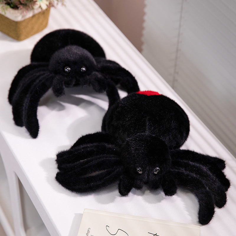 Plüsch Rot-Punkt-Spinne Stofftier mit beweglichen Beinen und glänzenden Sicherheitsaugen Karnz