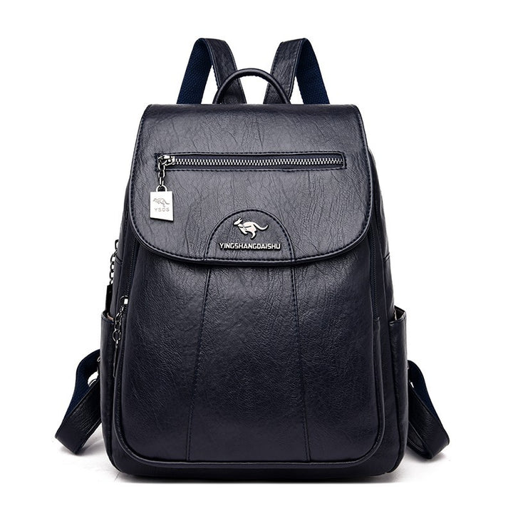 Stylischer Mehrfach-Taschen Leder-Rucksack Karnz