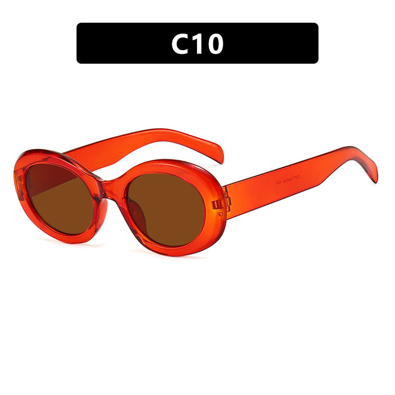 Damen modische Sonnenbrille im originellen Ovaldesign mit transparentem Rahmen und UV-Schutz Karnz