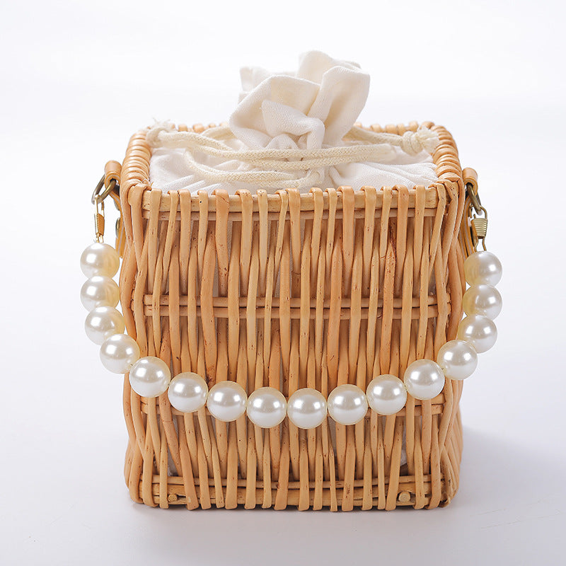 Damen Elegante Korbtasche mit Perlenakzenten Karnz