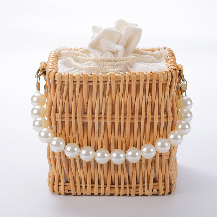 Damen Elegante Korbtasche mit Perlenakzenten Karnz