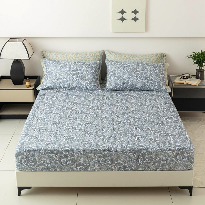 Gepolsterte Bettlaken und Kissenbezug Set mit botanischem Druck