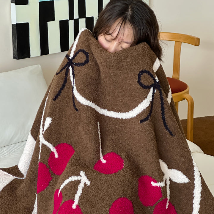 Übergroße Chenille Jacquard-Decke mit cartoonhaftem Welpenmotiv