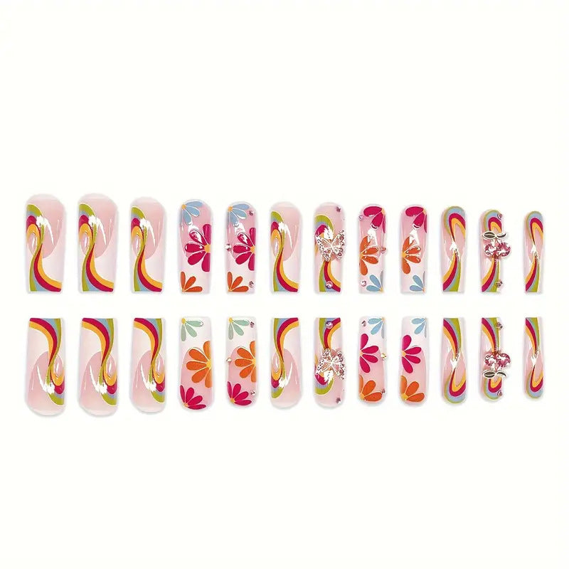 Vibrant Artistic Press-On Nail Set Karnz