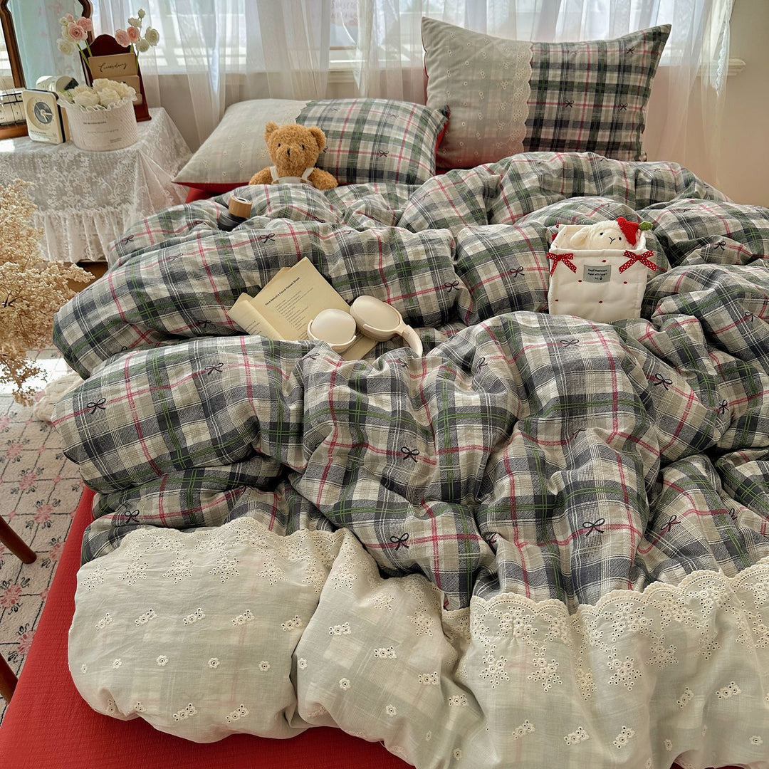 Gemütliches Karierte Bettwäsche Set