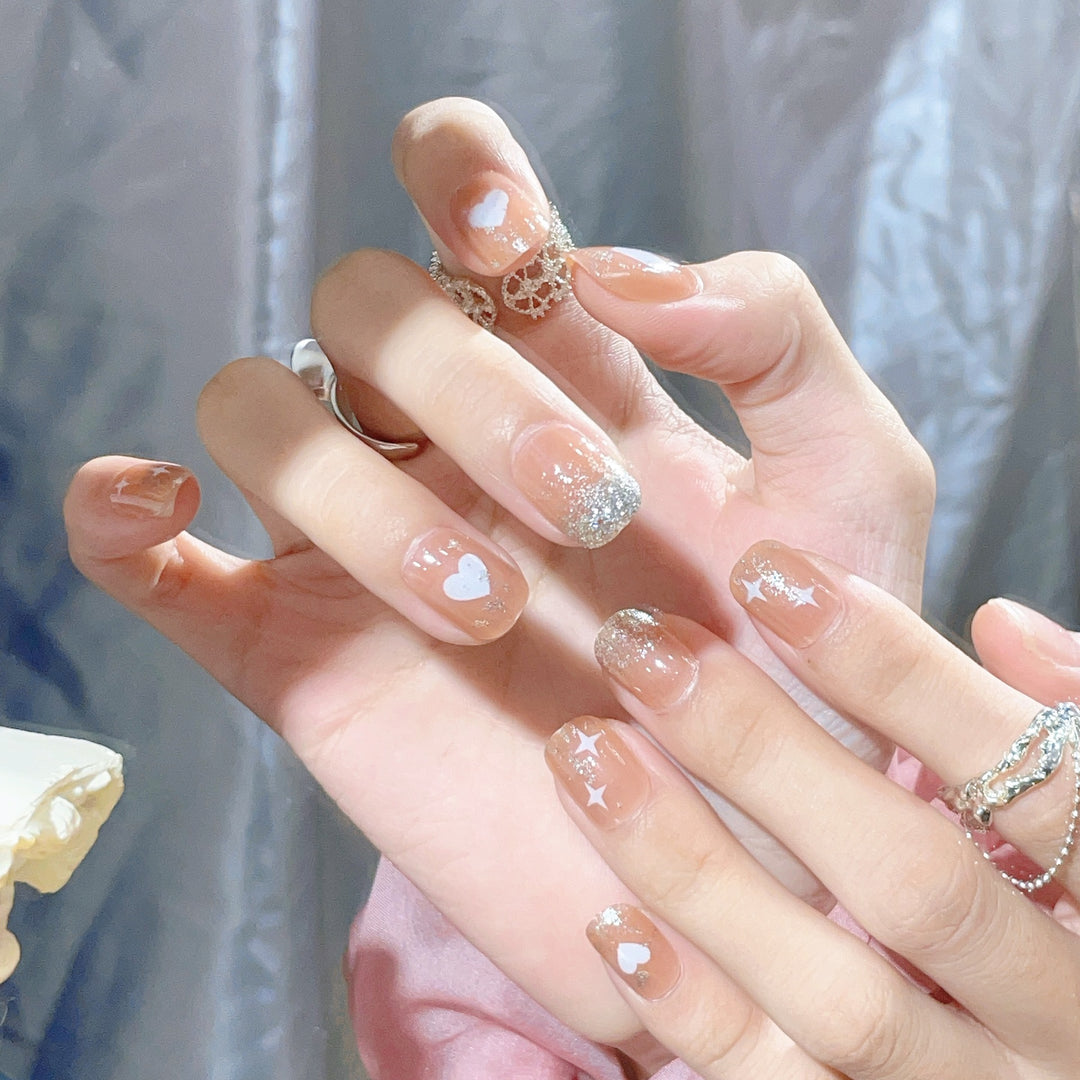 Herz- und Sternmuster Druck-Nagelset