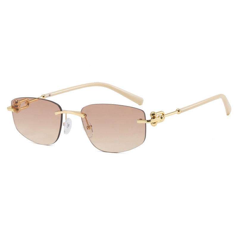 Damen elegante Halbgestell-Brille mit luxuriösem Metallrahmen und transparenten Gläsern Karnz
