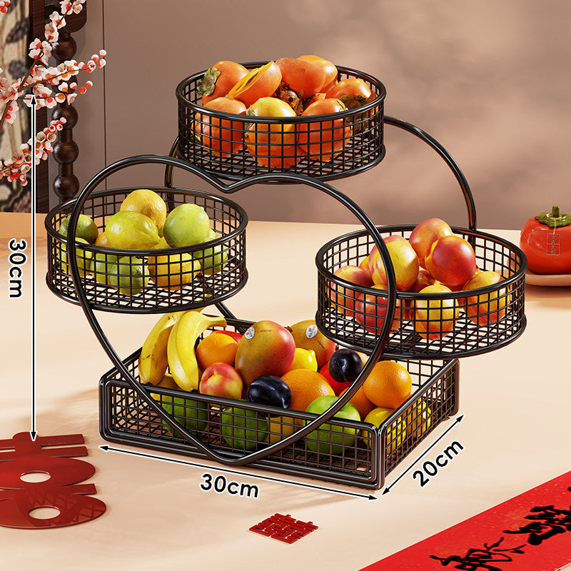 Herzförmiger dreistufiger Metall Obstkorb Organizer