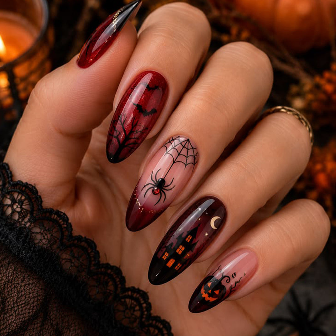 Gothic Halloween-Themen Stiletto Nagelkunst Erweiterungen Karnz 1789713505