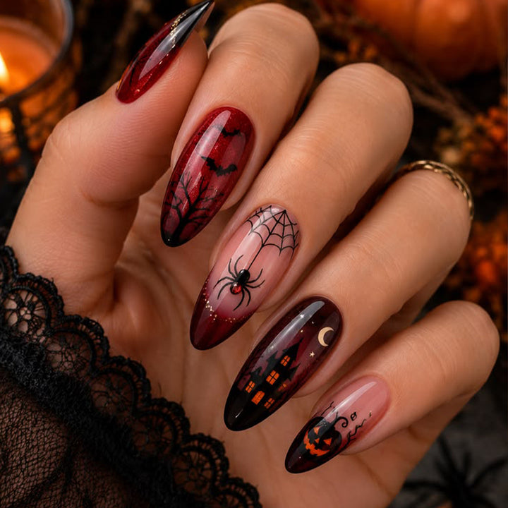 Gothic Halloween-Themen Stiletto Nagelkunst Erweiterungen Karnz 1789713505