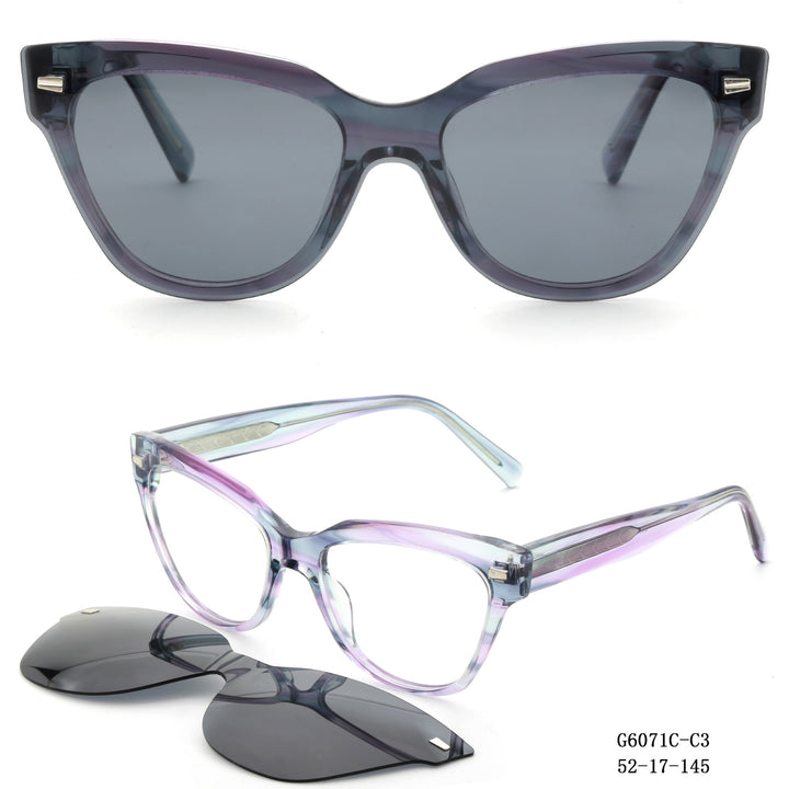 Damen modische Cat-Eye Sonnenbrille mit abnehmbaren Gläsern Karnz