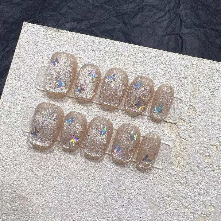 Glitzerndes Press-On-Nagel-Set mit Stern-Akzenten Karnz