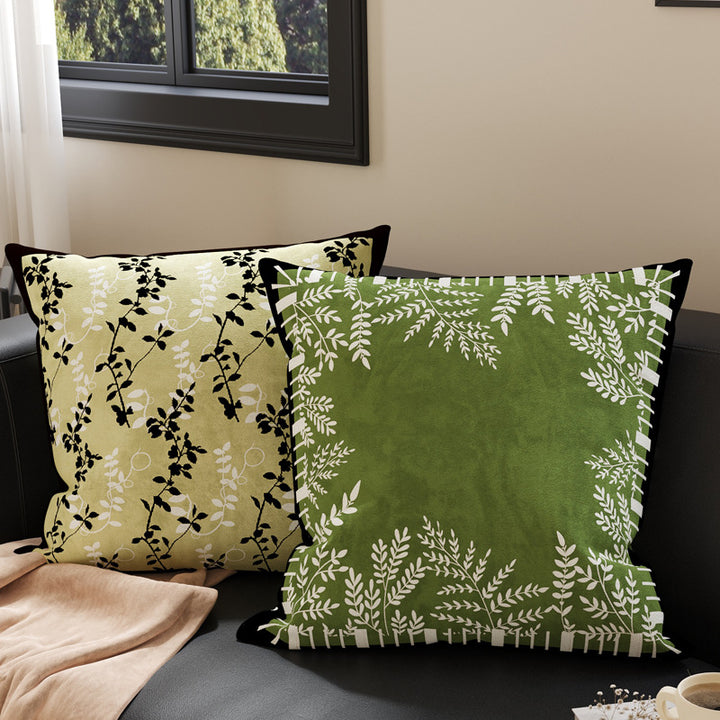 Botanical Microfiber Suede Throw Pillow Cover with Hidden Zipper