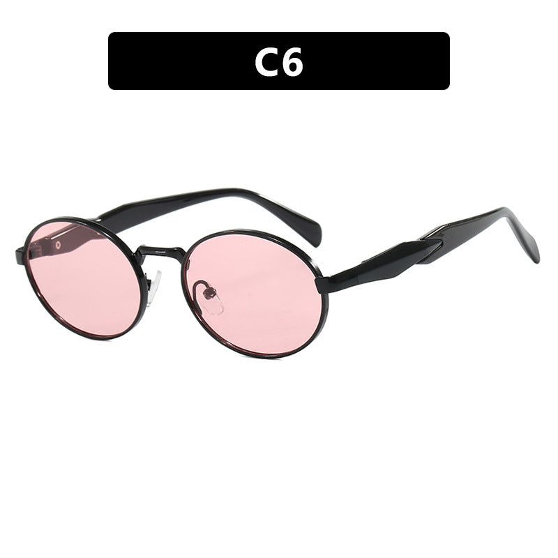 Damen Designer-Sonnenbrille mit einzigartigem ovalem Rahmen und luxuriösen Akzenten Karnz