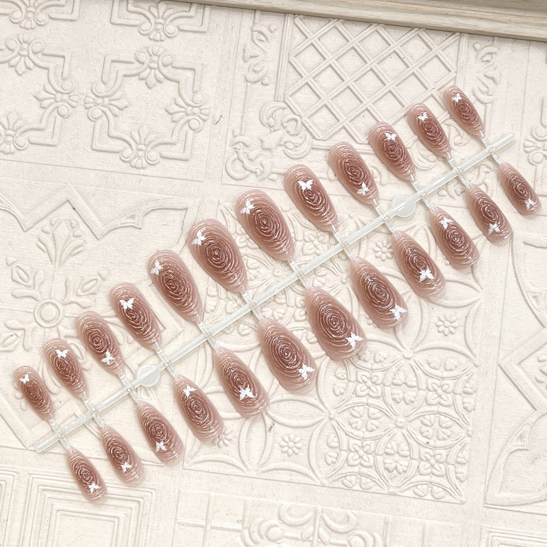 Künstlerisches floral-akzent druck auf nagelset Karnz