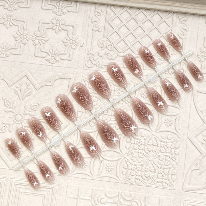 Künstlerisches floral-akzent druck auf nagelset Karnz