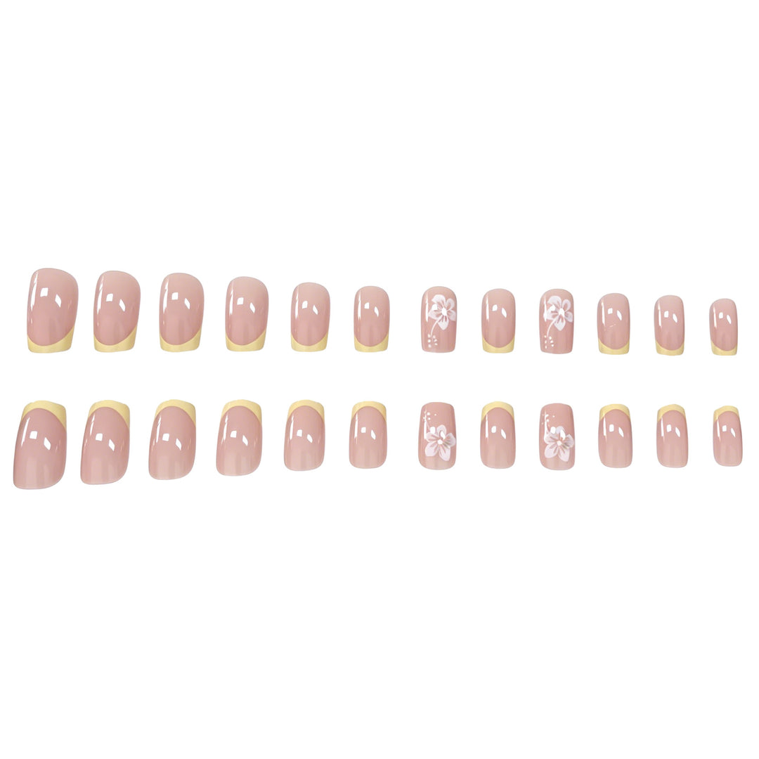 Elegante florale französische Tips Nagelkunst Karnz