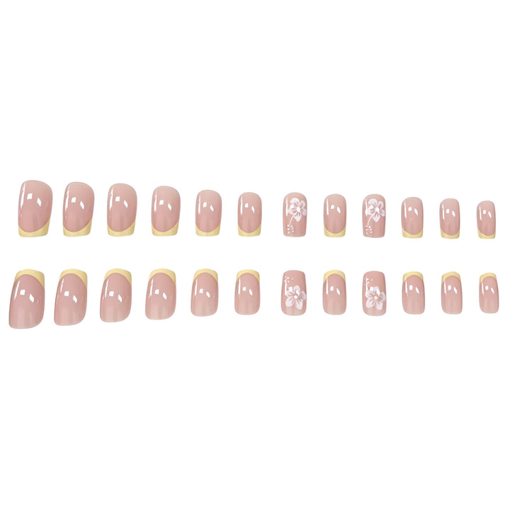Elegante florale französische Tips Nagelkunst Karnz