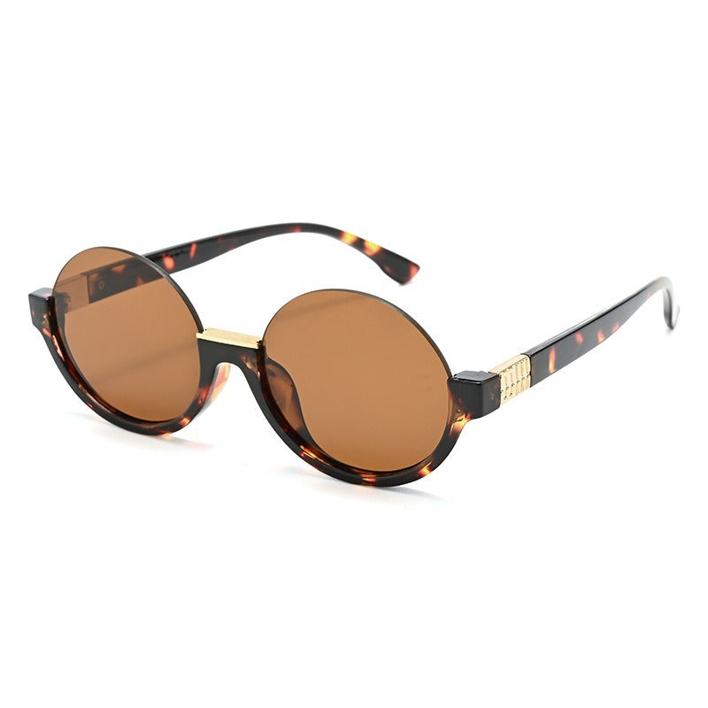 Damen moderne runde Sonnenbrille mit eleganten Akzenten und UV-Schutz Karnz