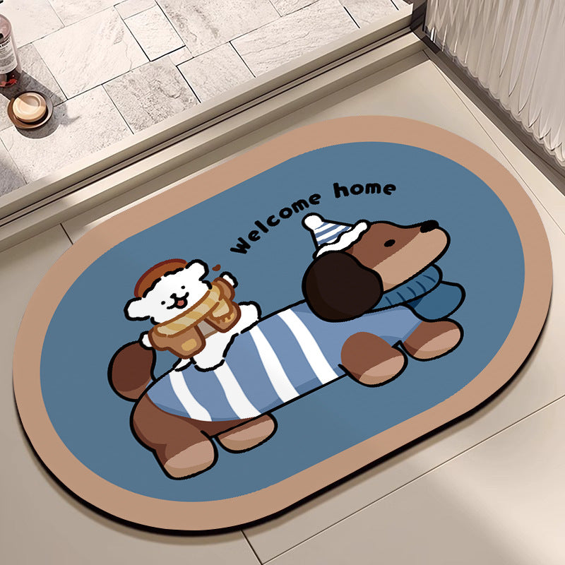 Niedlicher Cartoon Hund Badezimmermatte Karnz