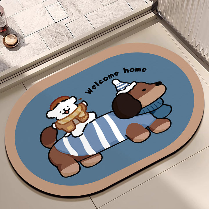 Niedlicher Cartoon Hund Badezimmermatte Karnz
