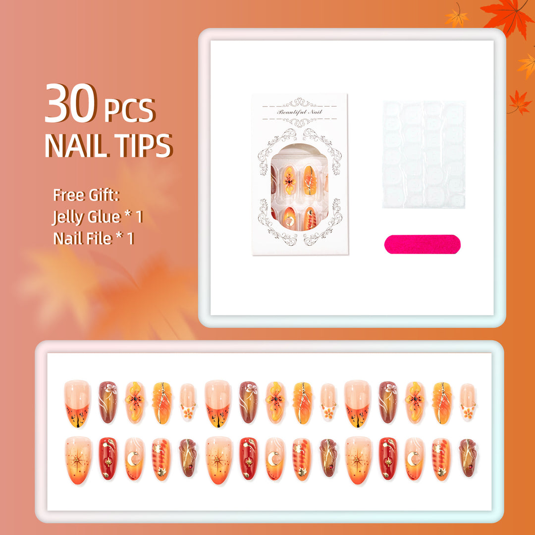 Herbst-Themen Manuelle Press-On Nagelkunst Set