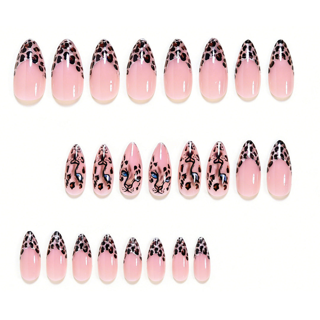 Künstlerische Leopard-Print Stiletto-Nagelkunst-Tipps Karnz