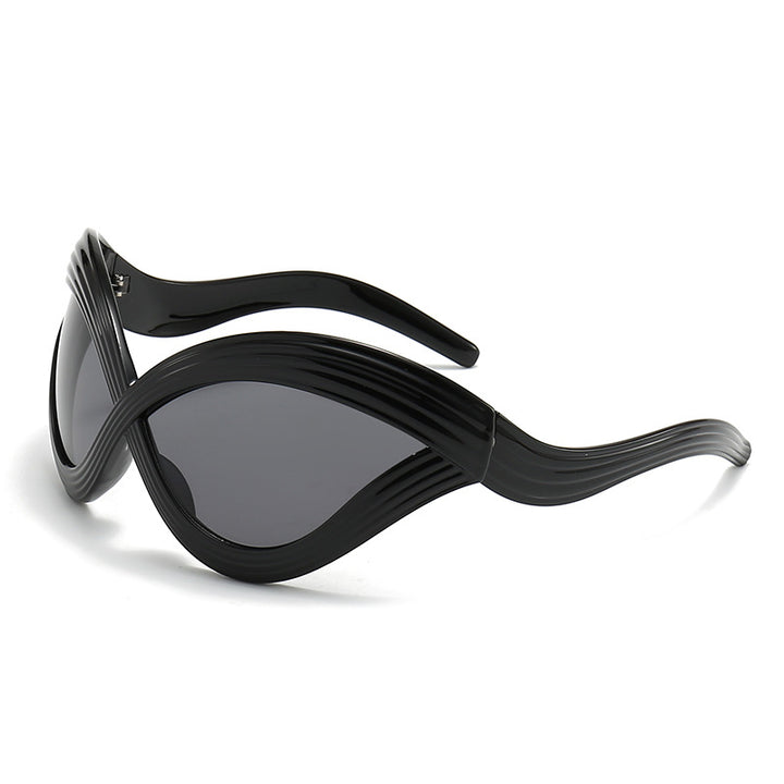 Damen außergewöhnliche Sonnenbrille mit geschwungenem Design Karnz