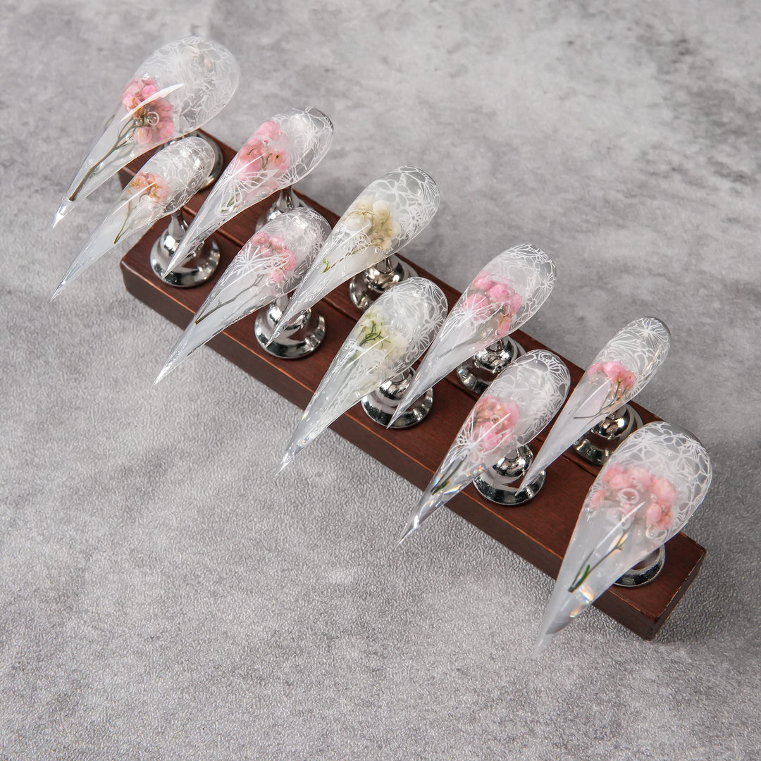 Floral Design Stiletto Press-On Nails