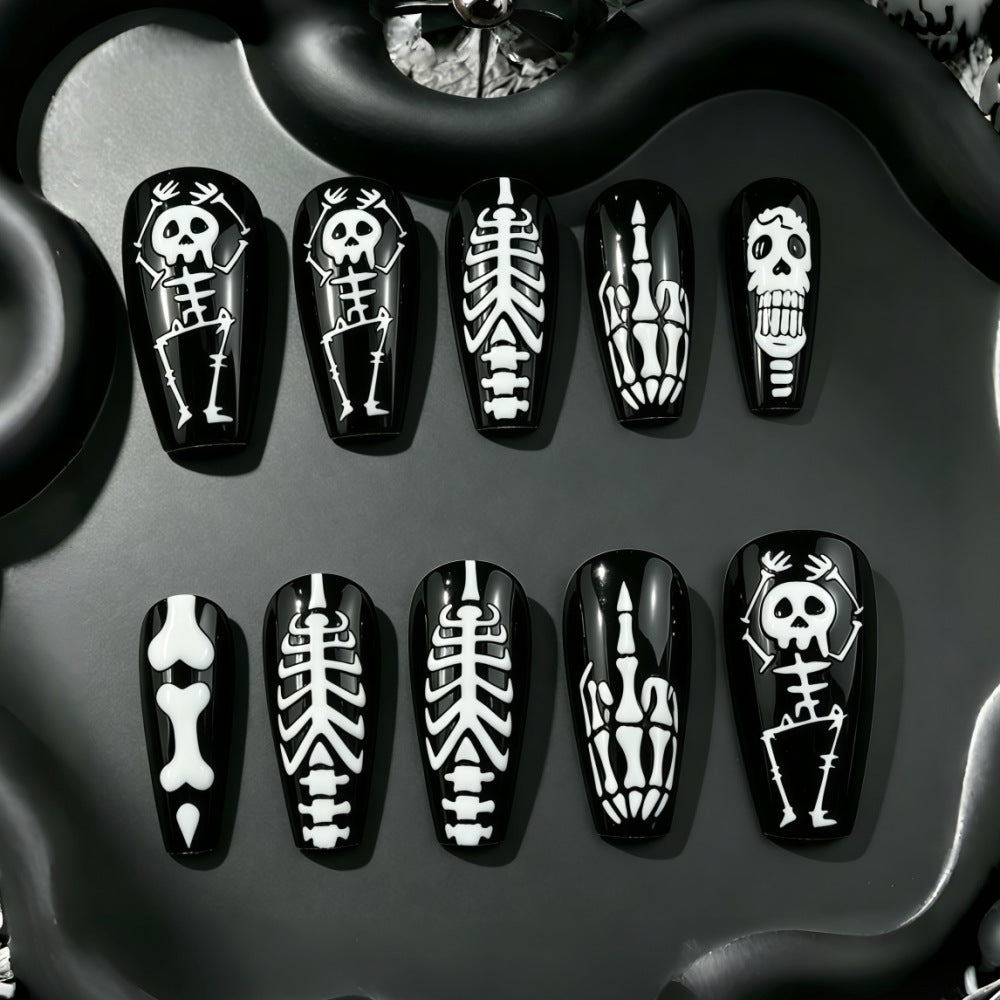 Kunstnagel-Set mit Skelett-Motiven Karnz