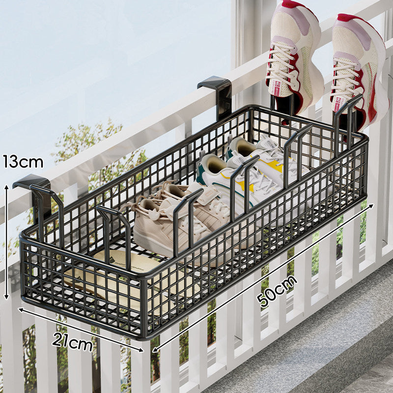 Über-Rail Balkon Schuh-Trocknungs- und Aufbewahrungskorb mit geteilten Mesh-Fächern