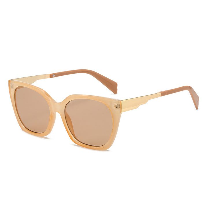 Damen Oversized-Sonnenbrille mit elegantem transparentem Rahmen und goldenen Akzenten Karnz