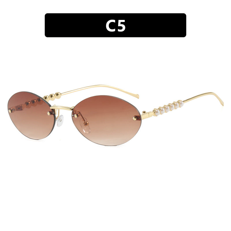 Damen stilvolle ovale Sonnenbrille mit eleganten Verzierungen Karnz