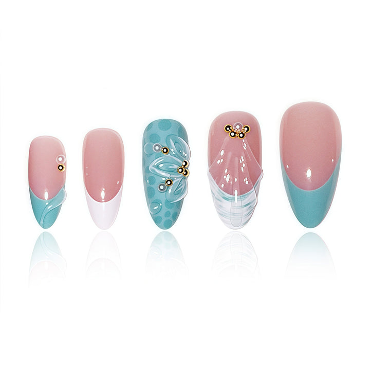 Dekorative florale Stiletto Press-On Nägel Karnz
