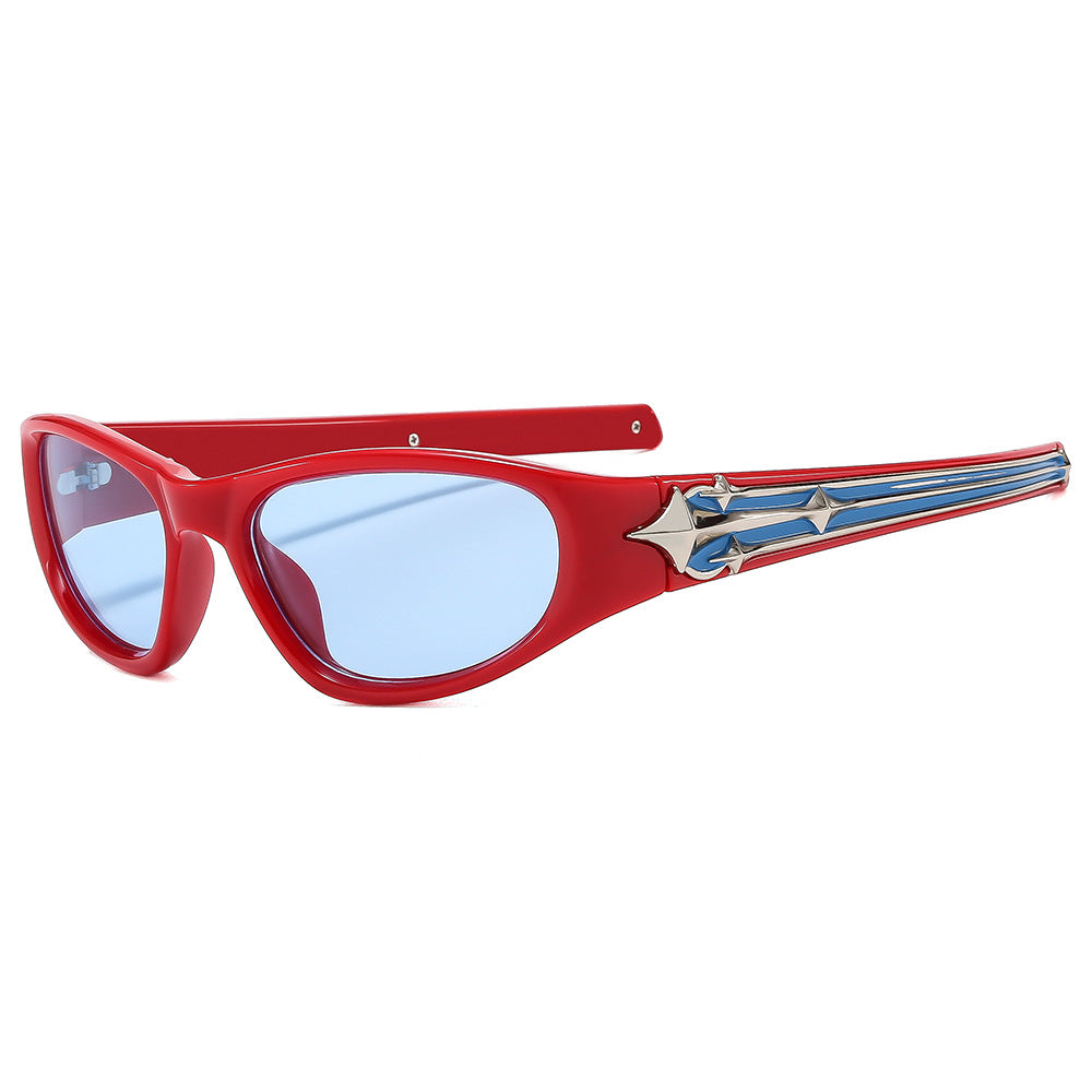 Damen stylische Sportsonnenbrille mit modischem Rahmen und UV-Schutz Karnz