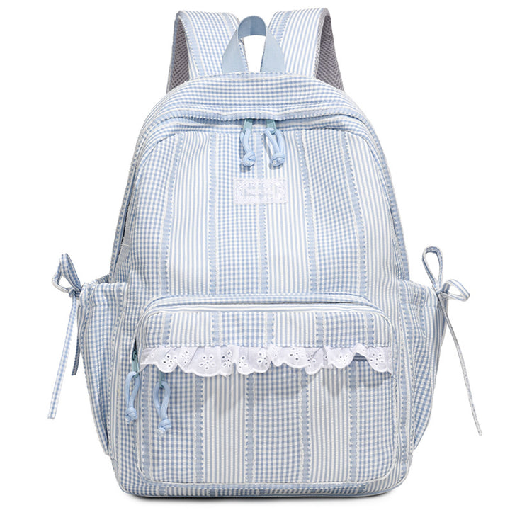Stylischer gestreifter Rucksack mit Spitzenbesatz Karnz