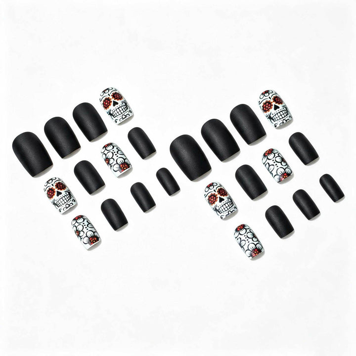 Künstlerisches Skull- und Blumen-Nail-Art-Set