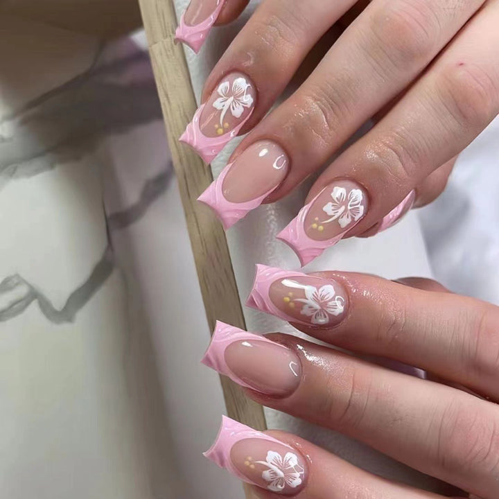 Dekorative florale Acryl Press-On-Fingernägel Verlängerungen Karnz