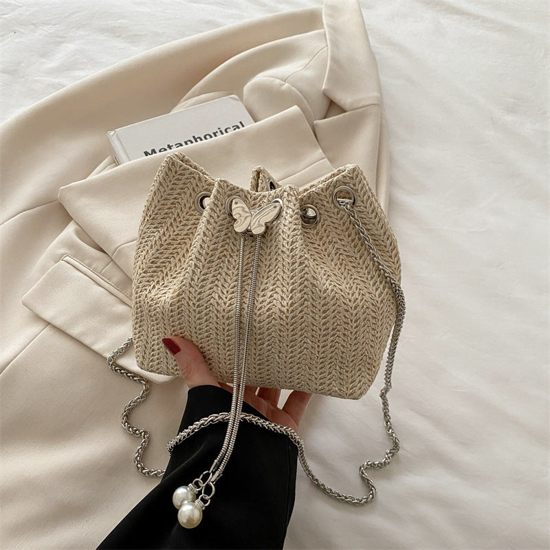 Elegante Gewebte Kordelzug Mini Handtasche Karnz