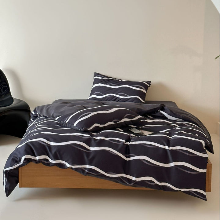 Bettbezug-Set aus Baumwollsatin mit Boho-Ethno-Muster und Wendefunktion