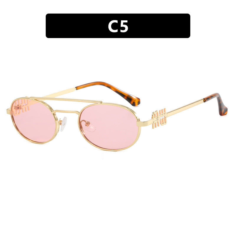 Damen elegante ovale Sonnenbrille mit luxuriösem Metallrahmen Karnz