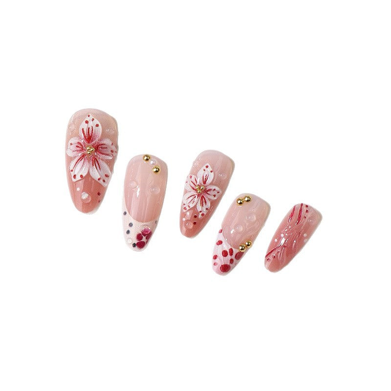 Premium Dekorative Florale Press-On Nagelspitzen Karnz